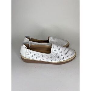 Clarks Collection White Leather Perforated Espadrilles Shoes Women Sz 8W US/39EU